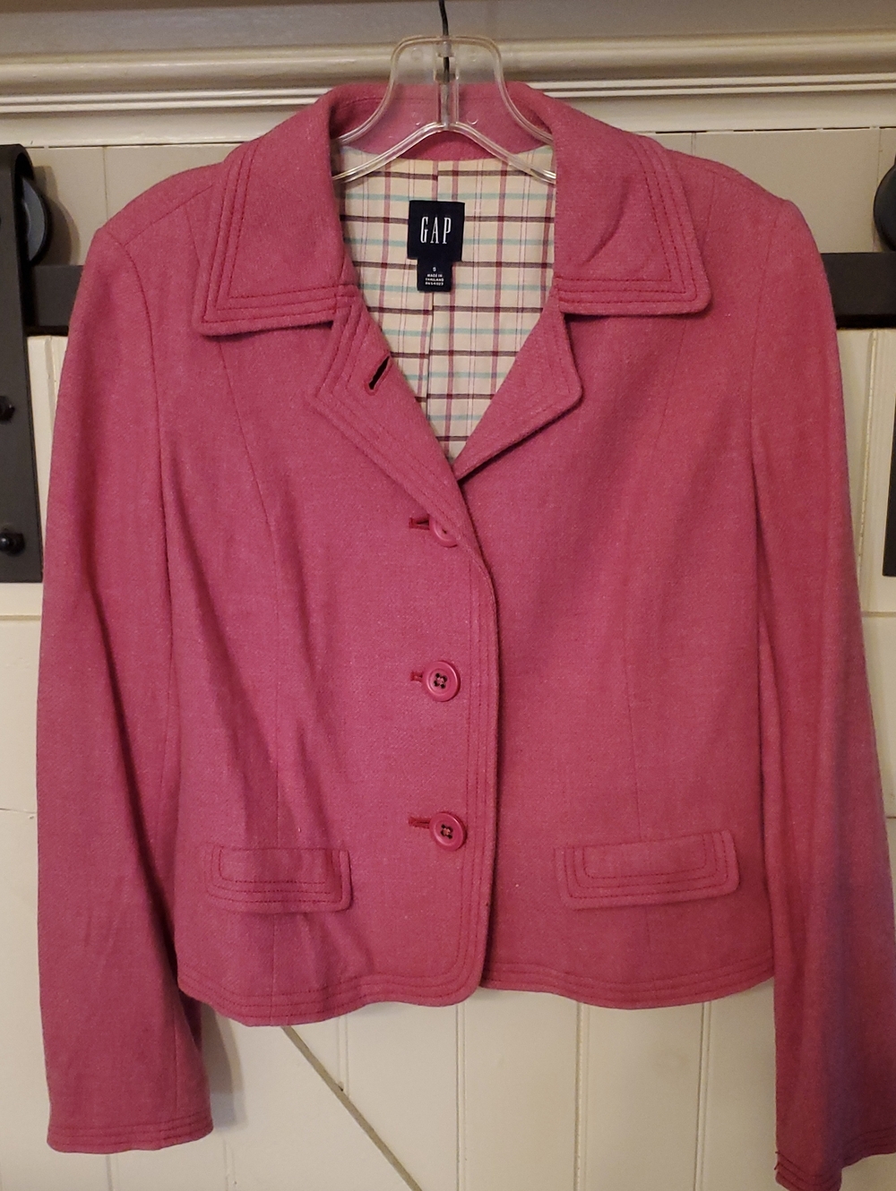 GAP Pink Cropped Wool-Blend Blazer